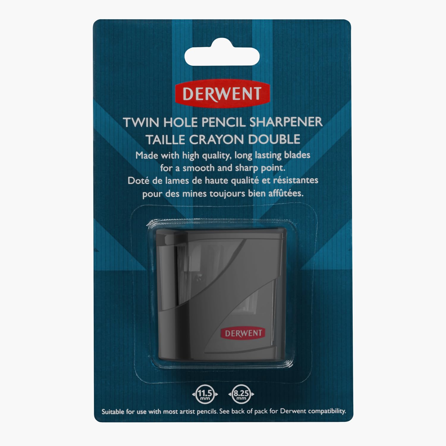 Derwent Twin Hole Pencil Sharpener, Black, 11.5mm & 8.25mm