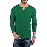 URBAN CREST Men’s Cotton Henley Shirt – Long Sleeve Soft Tee for Everyday Wear