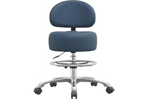 HNKASTELA Height Adjustable Rolling Shop Stool with Back Support - Kitchen Stool with Wheels Heavy Duty Stool with Back for Salon,Spa,Massage,Tattoo,Esthetician – Rolling Stool Extra Thick for Extreme Comfort