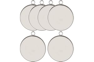 WOCRAFT 20 Pcs Fit 30mm Stainless Steel Round Blank Bezel Pendant Trays Base Cabochon Settings Charms for Jewelry Making (10168-30mm-20pcs)