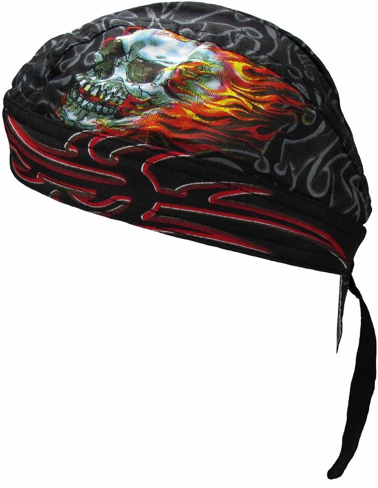 Flaming SkullsMen's Cotton Premium Skull Cap Black