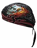 Flaming Skulls Men's Cotton Premium Skull Cap