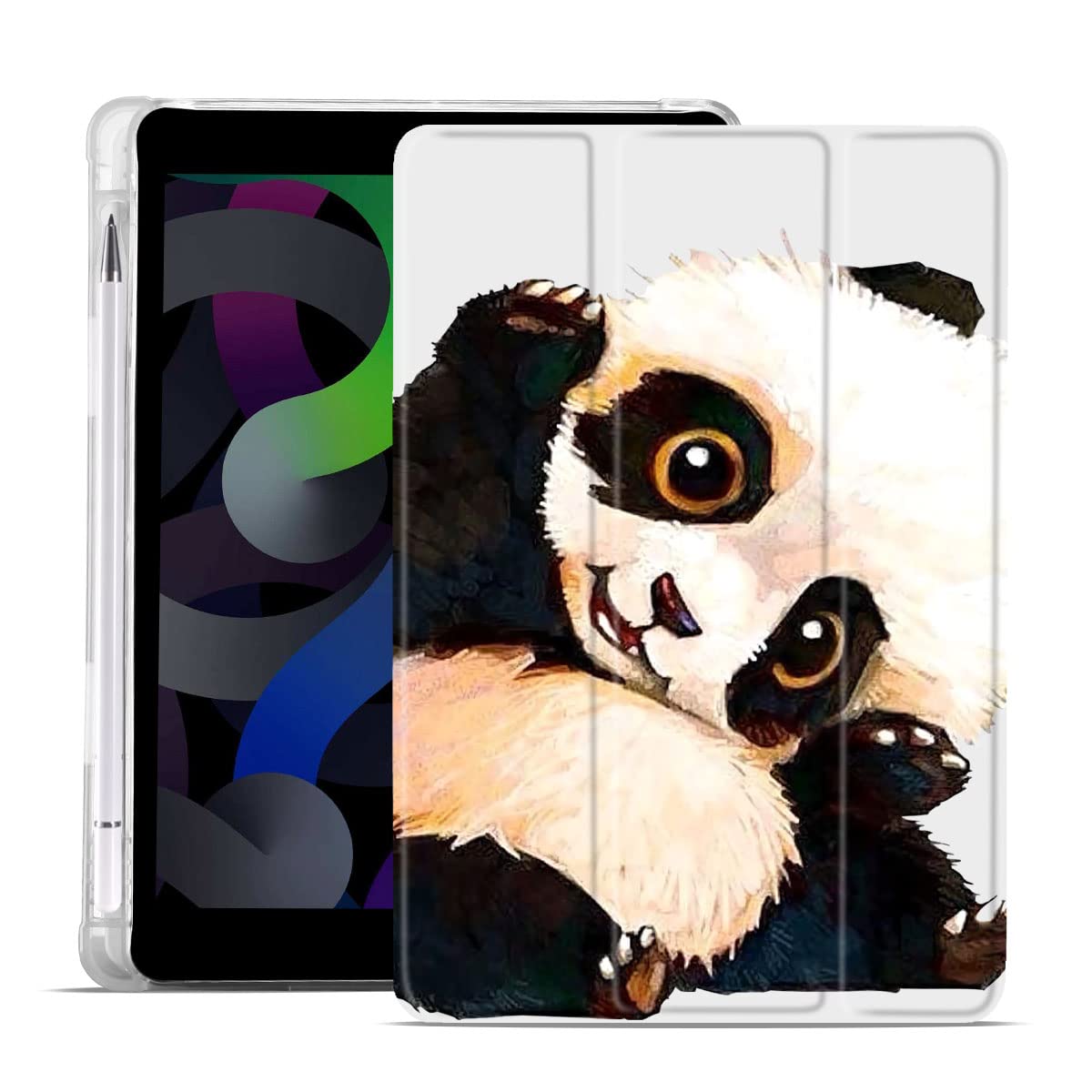 MAYCARI Cute Cartoon Panda iPad mini 6 Case with Pencil Holder, Auto Sleep/Wake Support, Soft TPU Back Protective Case