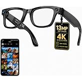 AI Smart Glasses with Camera, 13MP HD Capture, 4K EIS, Transparent Lenses | Real-Time Translation, Dual Open-Ear Speakers, Object Recognition, AI Assistant, Bluetooth Calling, IP66 Water Resistance