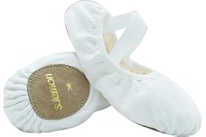 s.lemon Ballet Shoe,Cotton Canvas Split Sole Yoga Gymnastics Ballet Dance Slipper for Kids Women