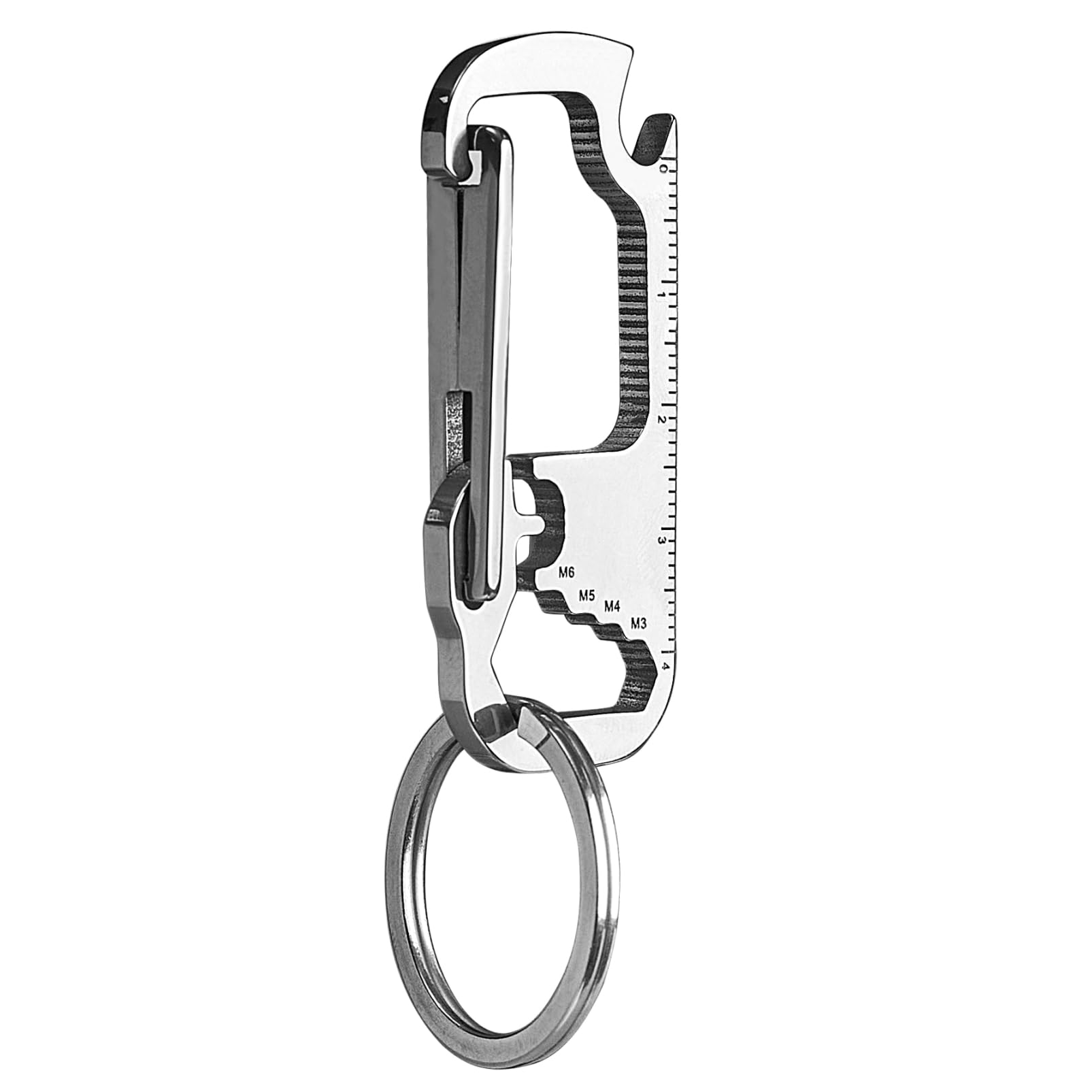 Carabiner Clip Keyring Stainless Steel Key Ring Portable Pocket Tool Keychain Mini Bottle Opener Keyring Multitool for Men and Women