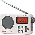 Portable Shower Speaker With LCD Display, AM/FM Radio/RDS System, Long Playback Time, 20 Preset Stations for Bathroom, Hot Tub, Outdoor (White)
