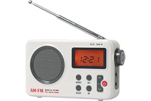 EMVANV Portable Shower Speaker With LCD Display, AM/FM Radio/RDS System, Long Playback Time, 20 Preset Stations for Bathroom, Hot Tub, Outdoor (White)