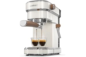 Laekerrt Espresso Machine, Expresso Coffee Machines, 20 Bar Cafetera Espresso with Milk Frother Steam Wand for Home, Compact Small Stainless Steel Coffee Maker for Latte and Cappuccino, White