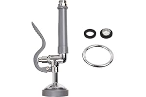 JZBRAIN Commercial Sink Sprayer Pre Rinse Sprayer Replacement for Commercial Kitchen Faucet - 1.42 GPM High Pressure Dish Spray Pre Rinse Spray Valve with Handle Chrome Polished (Grey)