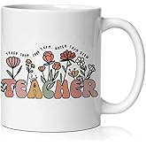 BEHIFL Boho Floral Teacher Mug, Teacher Appreciation Gifts Coffee Cup Ceramic, Teachers Gifts for Women, Back to School Ceramic Coffee Tea Mug 11 oz