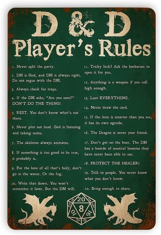 Wall Décor - Player's Rules Metal Tin Sign Wall Art Home Decor Kitchen Poster Cafe Pub Plaque 12x16 Inch