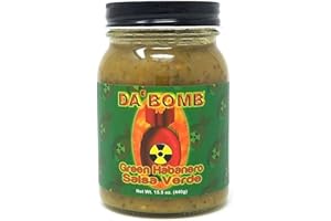 Da'Bomb - Green Habanero Pepper Salsa - 15.5 oz Bottles - Made in USA with Habanero & Jolokia Peppers- Non-GMO, Gluten Free, Sugar Free, Keto - Pack of 1