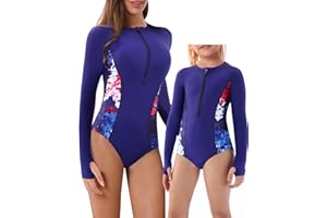 YOLIPULI Women and Girls Matching Swimsuit: Long Sleeve One Piece Rash Guard Bathing Suit UPF 50+ (Please Order Separately)