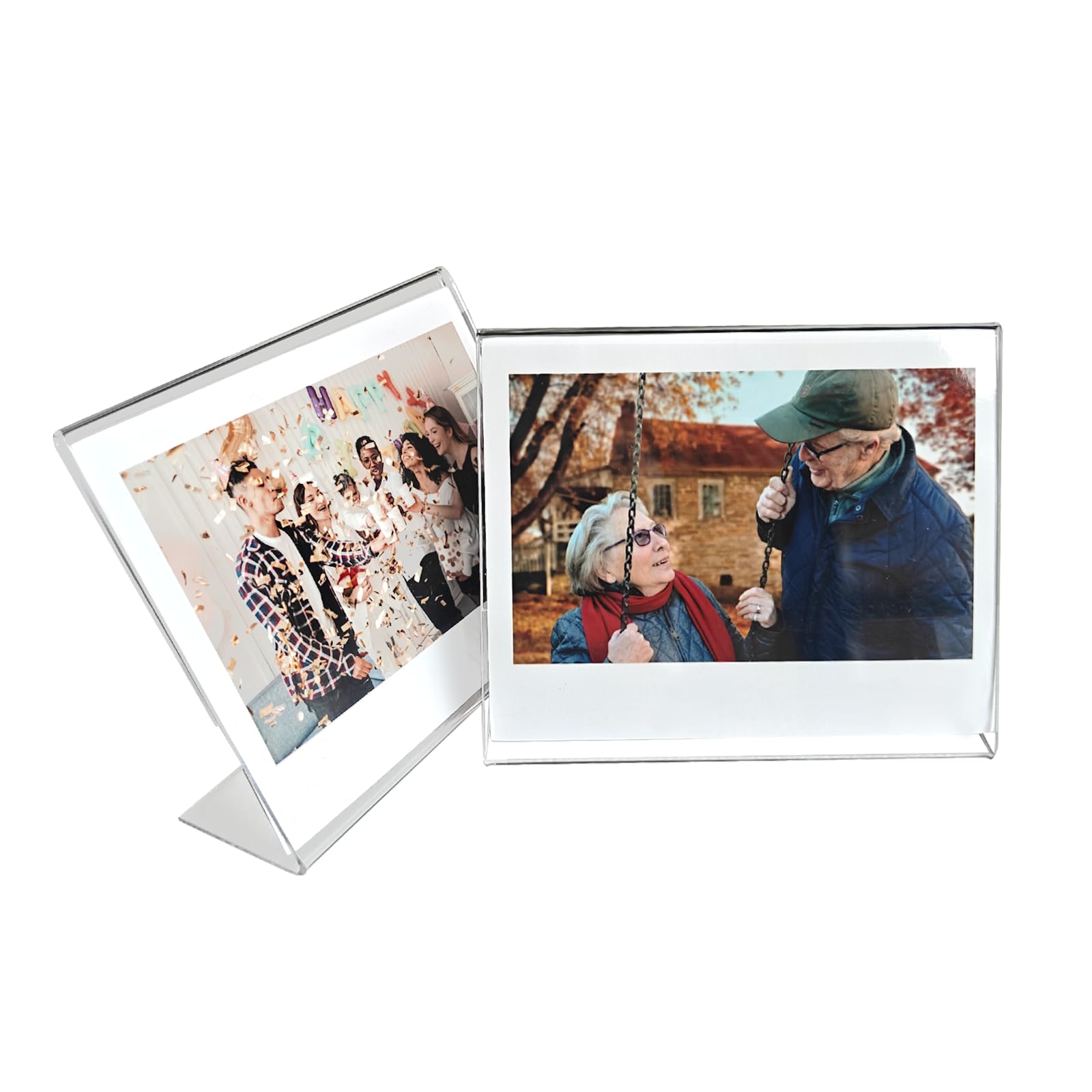 Photo 1 of JOYZO Acrylic Picture Frames fits for Fujifilm Instax Wide Film 86x108mm, 6 Pack L-Shape Clear Photo Frames Picture Holder for Instax Wide 400 300 210 EVO Desk Office Display Accessories