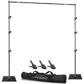 SLOW DOLPHIN Pipe and Drape Photography Backdrop Stand Kit Adjustable Photo Background Stand 10ft x 6ft with Metal Base for Parties Weddings Birthday Party Events Photo booth