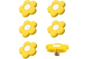 AUXBC 6pcs Yellow Flower Shape Knobs - Soft Rubber Handles, Cabinet Drawer Pulls for Kids' Rooms & Closets, 1.8x1.8x0.85 Inch