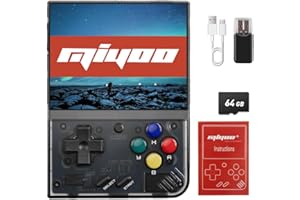 EJEFF AILINDI MIYOO Mini Plus Handheld Game Portable 8000+Retro Games Console Game Machine Hand Held Classic Game Rechargeable Battery (Transparent Black)