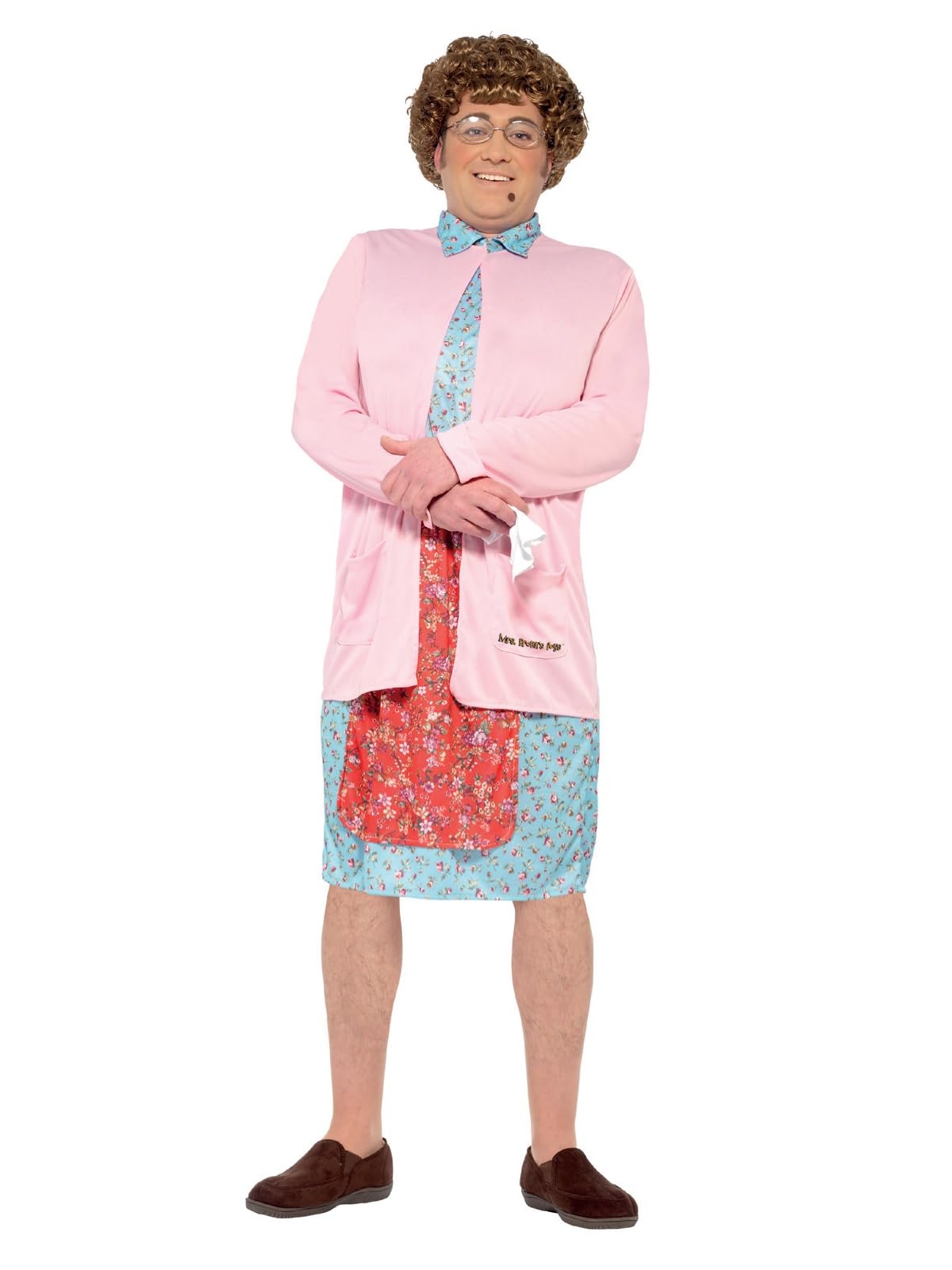 Smiffys Mrs Brown Padded Costume, Pink Dress, Cardigan, Wig, Glasses, Handkerchief & Mole, Officially Licensed Mrs Brown's Boys Fancy Dress, Adult Dress Up Costumes