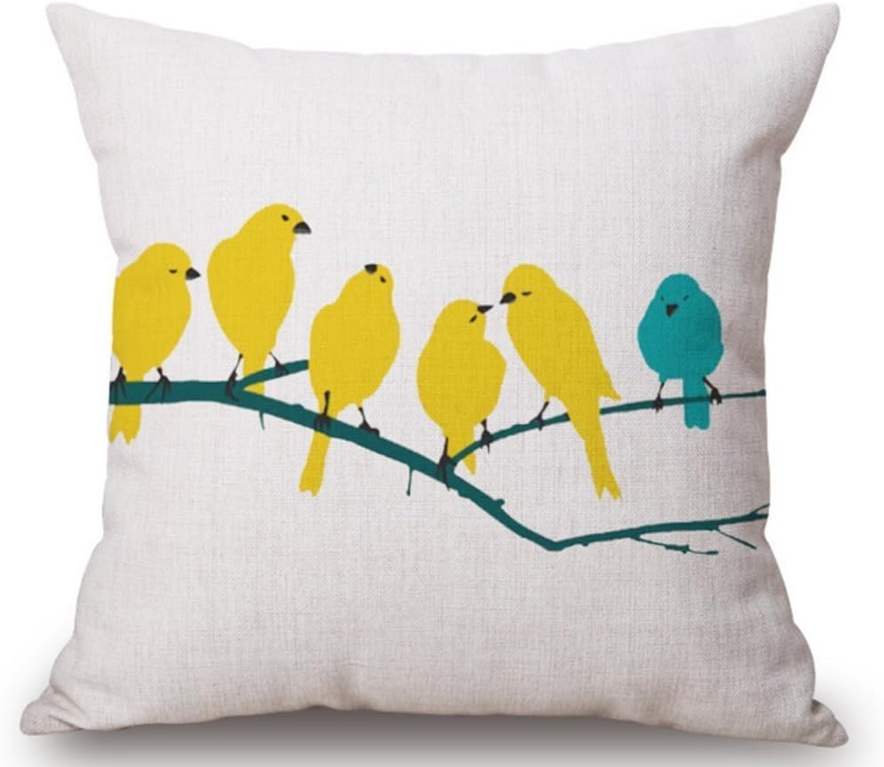 Scott Mathieson home decor Home Sofa Car Decorative Pillow Case Cushion Covers Yellow and Blue Birds 18x18inches
