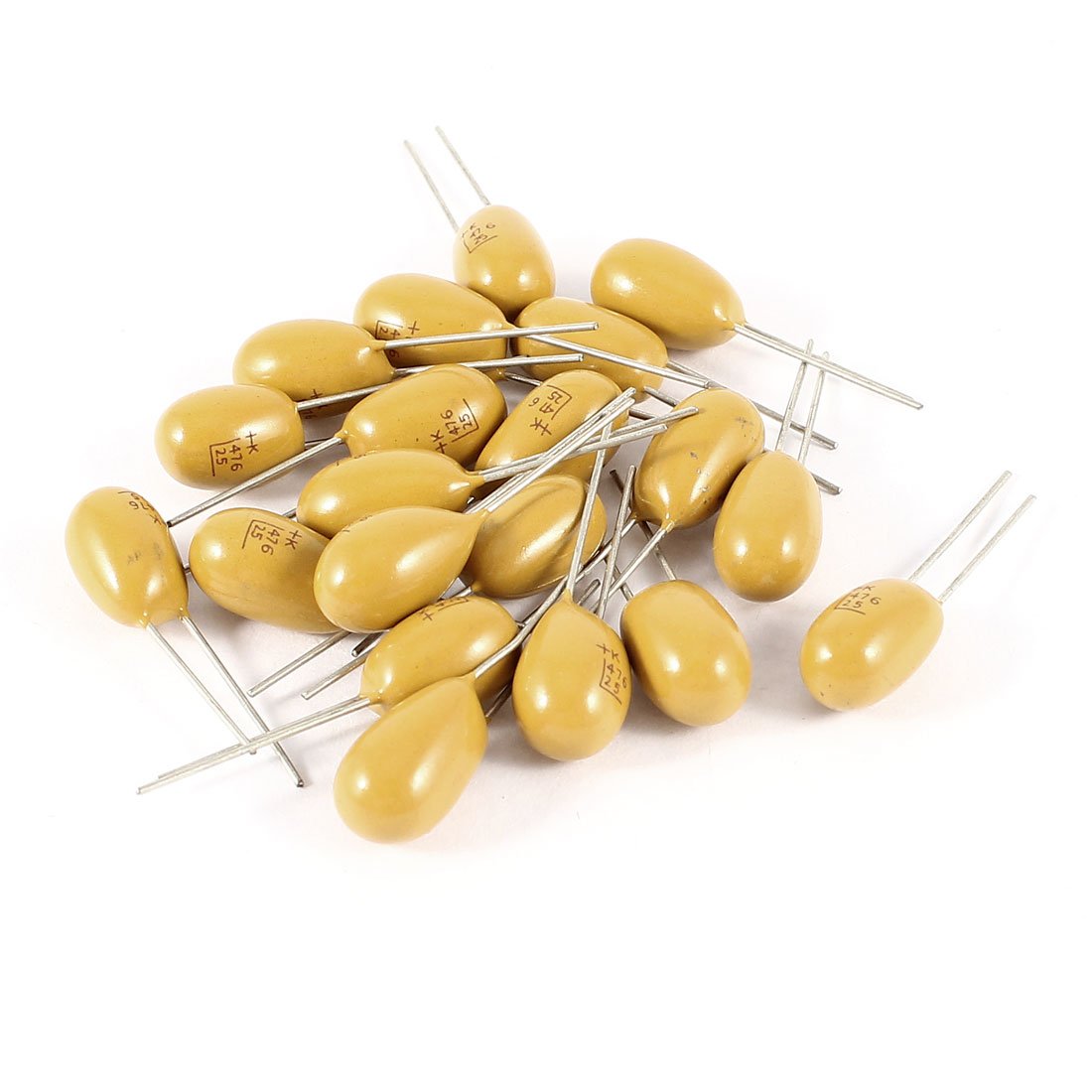 Sourcingmap 20PCS 47uF 25V 2 Pin Yellow Radial Dipped Tantalum Bead Capacitors