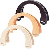 PH PandaHall 6 Packs U-Shaped Bag Handles 3 Colors Wooden Purse Handle Decorative Handbag Handle Replacement for Handmade Crochet Totes Clutch Bag Purse Handles
