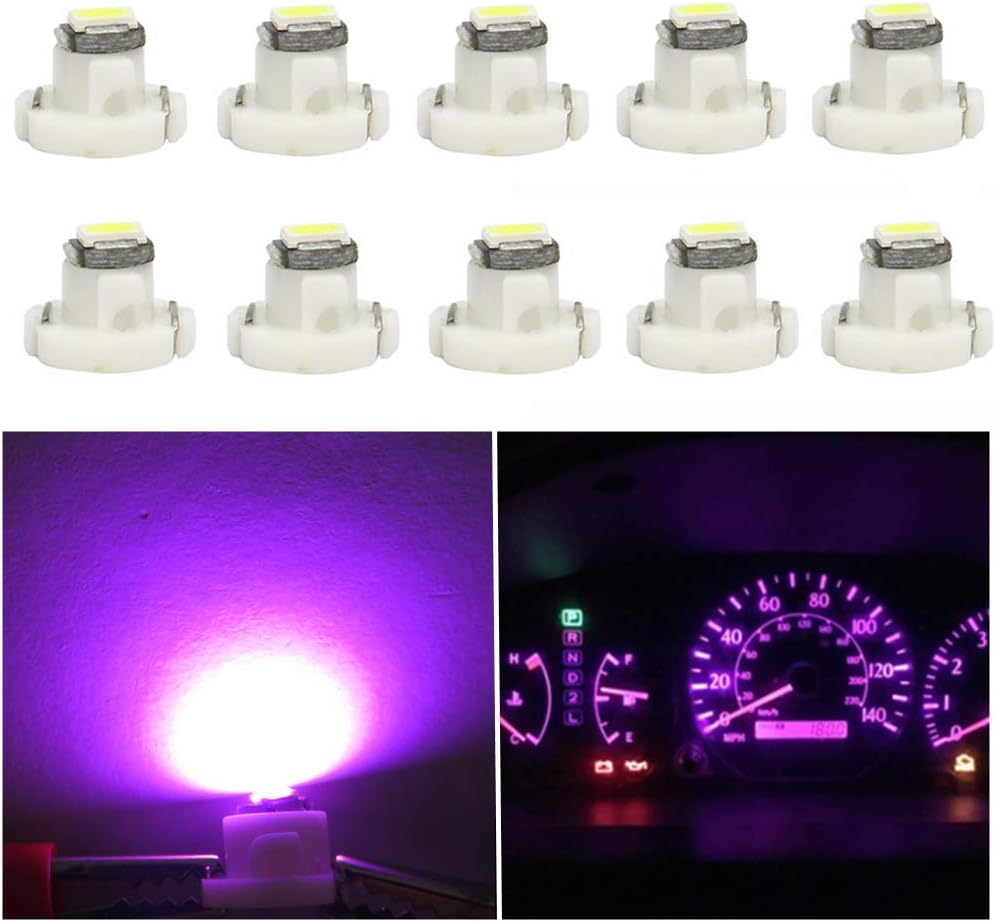 WLJH 10x Pink T4.2 Neo Wedge Led 3030 Chipest 10mm Base Led Car Instrument Cluster Led Bulb Dashboard Gauge Bulb HVAC AC Heater Climate Control Switch Lamp Radio Indication Interior Light Replacement
