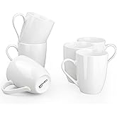 GBhome 12 oz Coffee Mugs Set of 6, Off White Mugs with Large Handle for Man, Woman, Dad, Mom, Light Weight Coffee Mugs for Latte/Cappuccino/Cocoa/Milk, Dishwasher & Microwave Safe