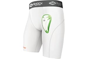 Shock Doctor Compression Shorts with Protective Bio-Flex Cup, Moisture Wicking Vented Protection, Youth Size