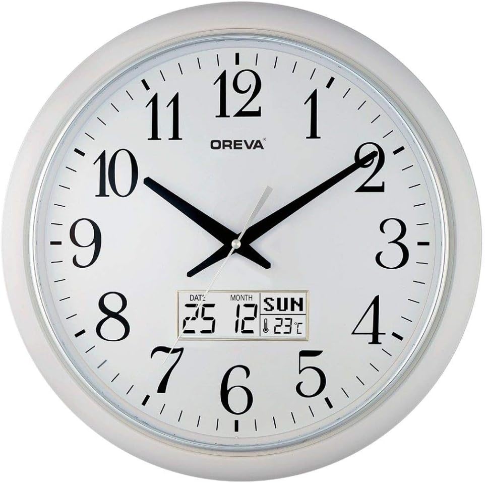 Buy Oreva Wall Clock for Home & Office Analogue with LCD Digital 5457SS