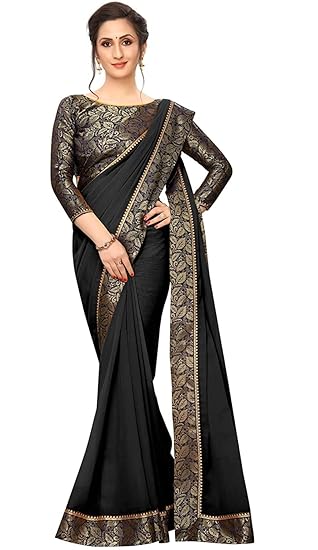 Womens Jacquard Georgette Saree With Unstitched Blouse Piece