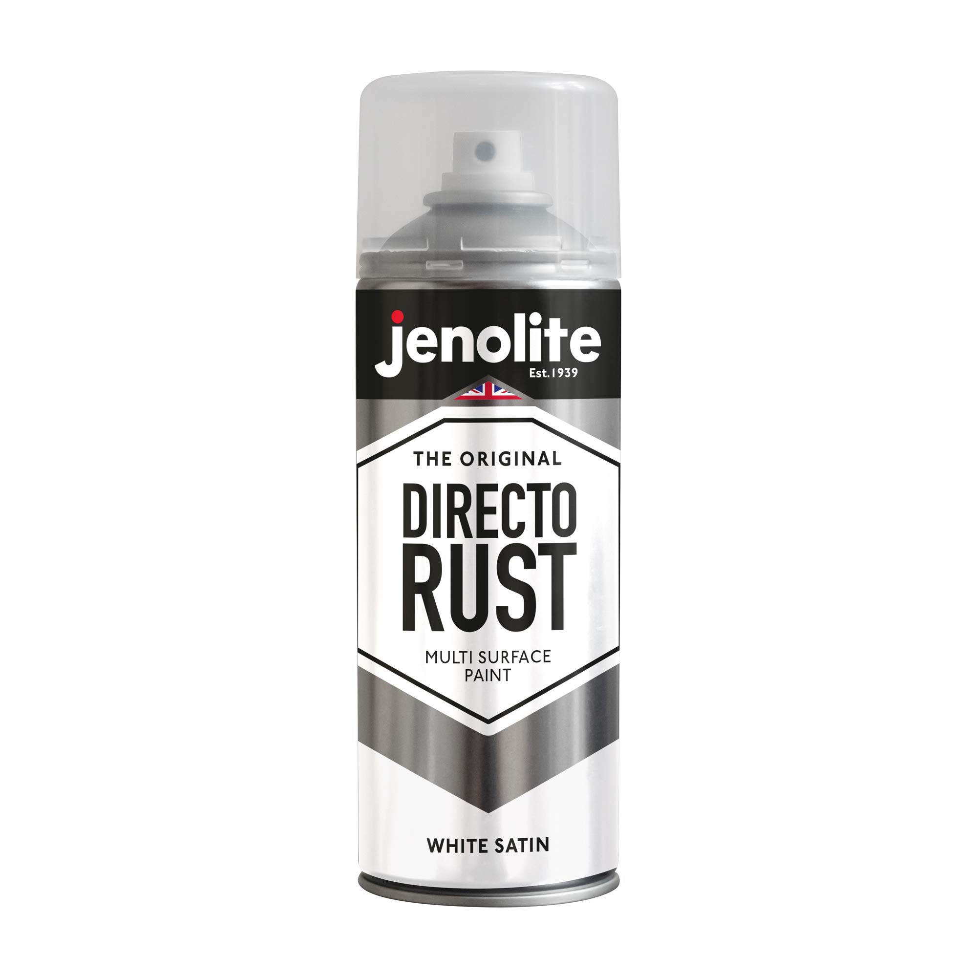 JENOLITE Directorust Spray Paint Satin Finish | WHITE | 400ml | Direct To Rust Spray Paint For Metal| All-In-One Multi Surface Paint for Metal, Wood, Plastic, Ceramic | RAL 9016