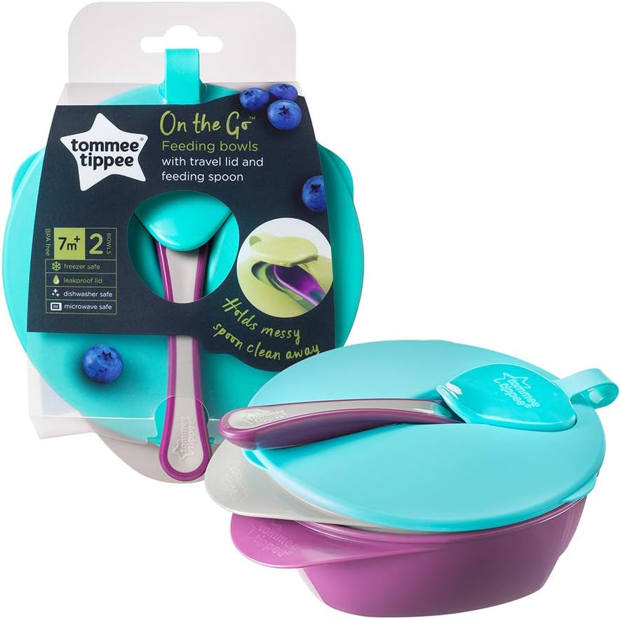 Tommee Tippee Easy Scoop Feeding Bowls with Lid and Spoon for Babies 6m+, Includes 2 Bowls - Image 3