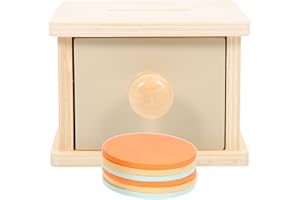 Besportble Montessori Object Permanence Box Wooden Coin Toy Kids Educational Learning Toy for Toddler Motor Skills Developmen