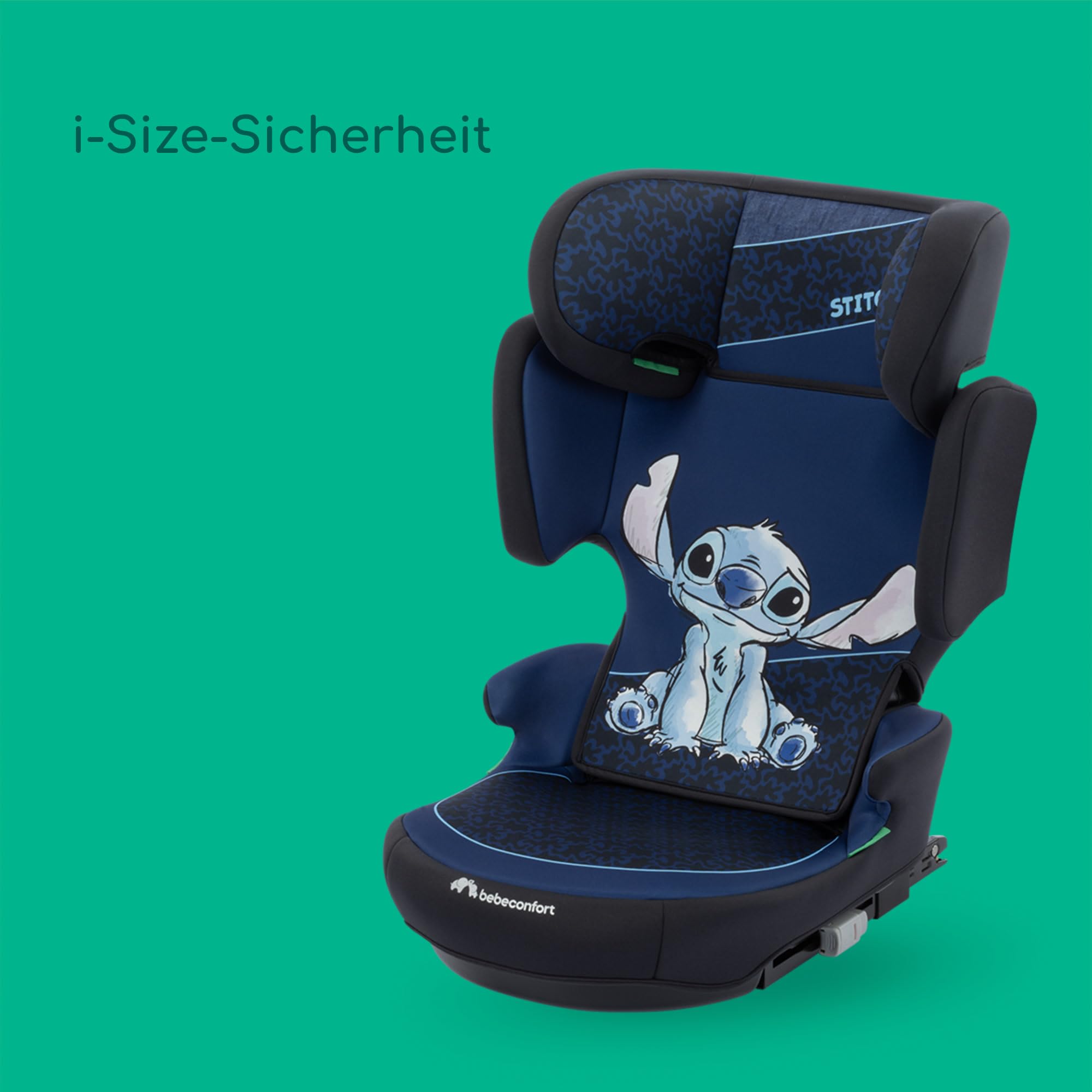 Bebeconfort Disney RoadFix i-Size, Kindersitzerhöhung mit Rückenlehne, 3,5–12 Jahre (100–150 cm), Folgekindersitz Stitch Disney, Klappbar, Leicht (4,4 kg), 14 Kopfstützenpositionen, Authentic Stitch 7