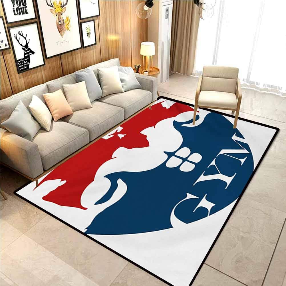 Fitness Bedroom Rugs Patio Rug Rug pad Strong Muscular Man with Biceps Powerful