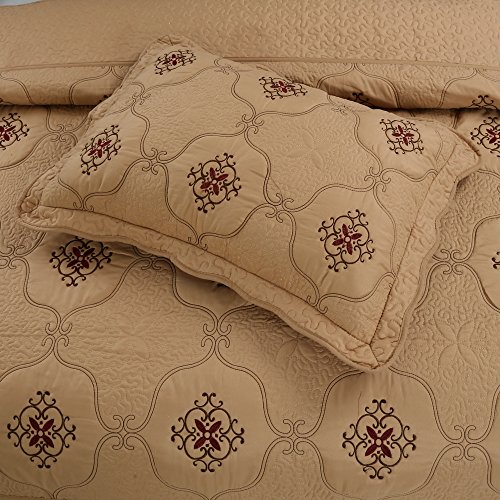 MarCielo 3Piece Embroidery Quilt Set Bedspread Bed Coverlets Cover Set