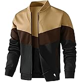 Arssm Mens Lightweight Jacket Color Block Bomber Jacket Patchwork Fall Zip Up Varsity Coat