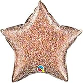 Qualatex 20" Star-Glittergraphic Rose Gold Foil Balloon, Multicolor