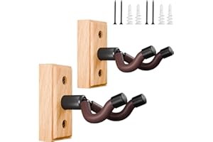DIDA 2 Pack Guitar Wall Mount, Guitar Hanger, Silicone Pad, U-Shaped Guitar Wall Hanger Mount, Rotatable Guitar Holder Hook Stand Wall for Acoustic, Electric Guitar, Banjo, Bass (Beechwood)