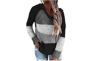 YAnGSale Top Casual Patchwork Sweater Women Fashion Hoodies Long Sleeves Shirt Hooded Blouse Knit Pullover