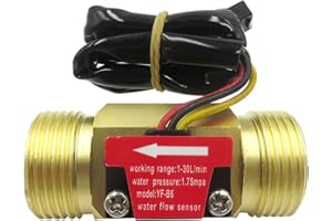 GREDIA G3/4" Male Thread Brass Water Flow Sensor Switch Hall Effect Liquid Flowmeter Fluidmeter Counter BSP 1-30L/Min（60mm in Total Length）