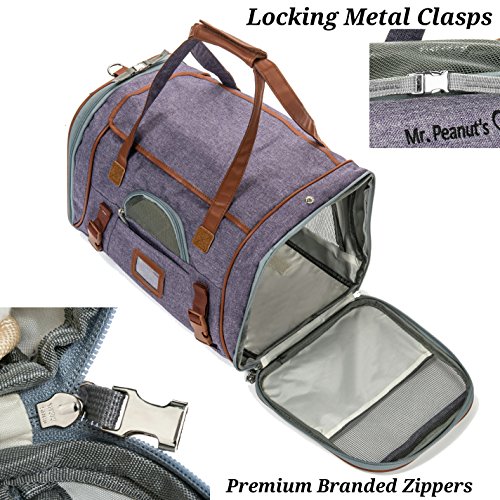 Airline Approved Soft Sided Pet Carrier, Low Profile Travel Tote with Fleece Bedding, Premium Zippers & Metal Safety Clasp, Under Seat Compatibility, Perfect for Cats and Small Dogs
