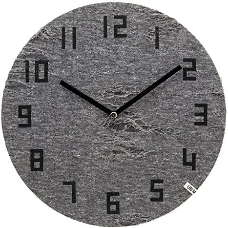 Silent Non-Ticking Wall Clock Unminuto - Textile I Love Vintage (Gray Black)