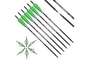 ELONG OUTDOOR Elong Crossbow Bolts 20 Inch Carbon with Hunting Broadheads 6 Pack, Crossbow Arrows for Hunting Outdoor Target Practice