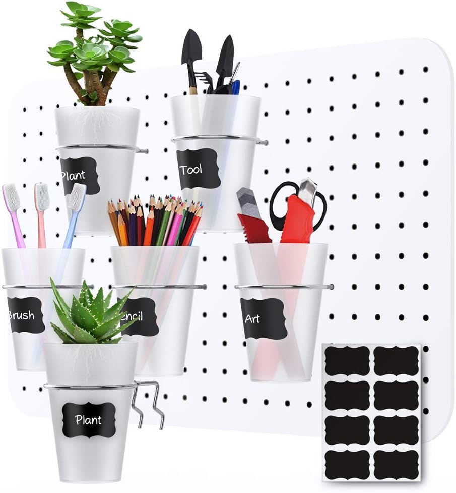 6 Sts Pegboard Bins with Rings and labels, Ring Style Peg