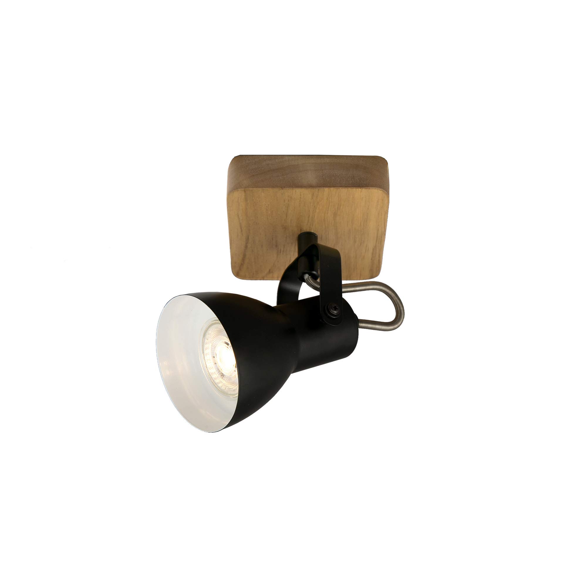 BRILONER Leuchten - Spot luminaire, Wall spot, Retro Wall luminaire, Vintage, rotatable and pivotable Spotlight, 1x GU10, Wood/Metal, Black-and-White, 100x100x135mm (LxWxD) Black-White 2902-015
