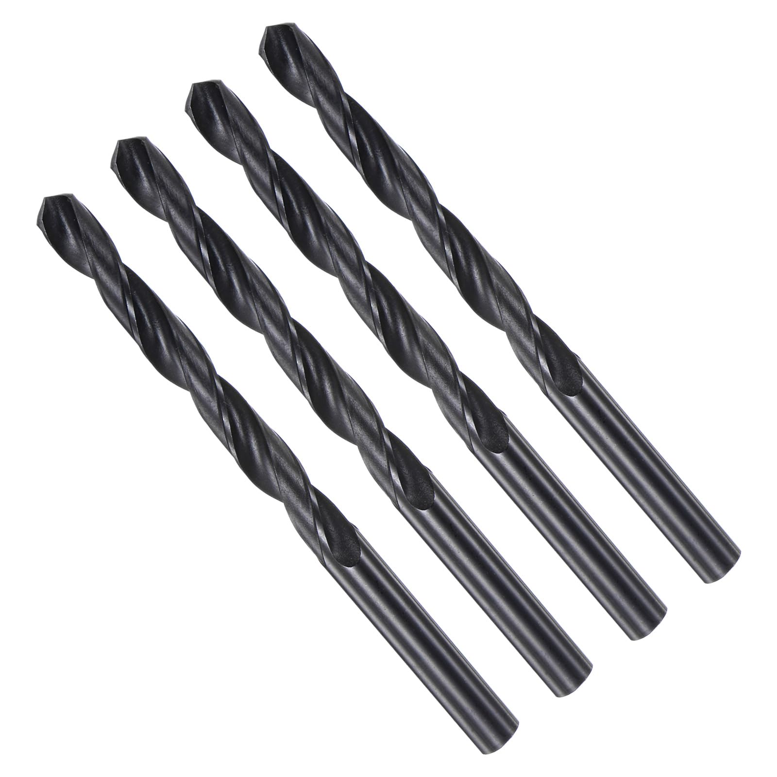 CoCud Twist Drill Bits, 8.8mm Cutting Diameter 0.35" Shank, High-Speed Steel Black Oxide Coating Jobber Bit Set (Applications: for Metal, Wood, Plastic), 4-Pieces