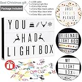 Mini LED Cinema Light Box - Doingart Cinematic Light Box, include 345 Changeable Letters with Emoji, Symbols and Numbers DIY Marquee Signs for Home and Wedding Decor (USB or Battery Powered)