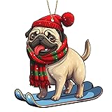 365Rustic 2 Side Printed Pug Dog Wooden Christmas